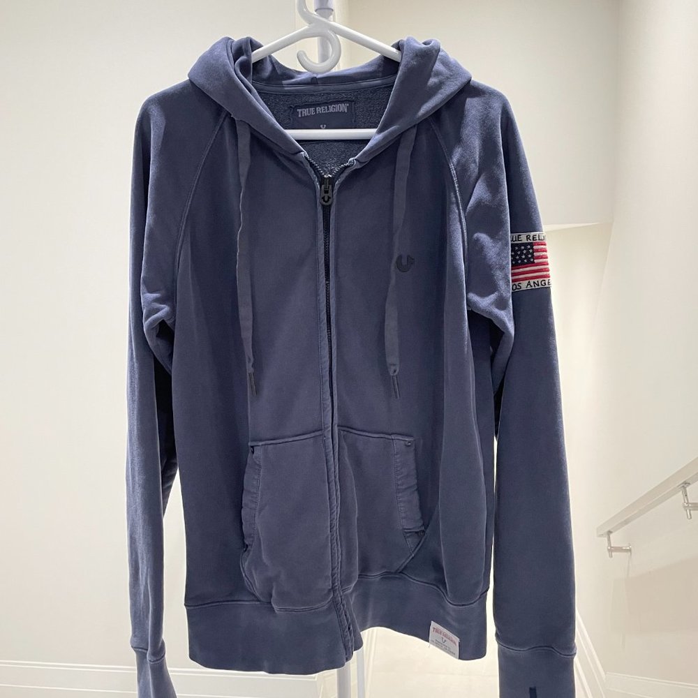 TRUE RELIGION MALE ZIP UP HOODED SWEATSHIRT